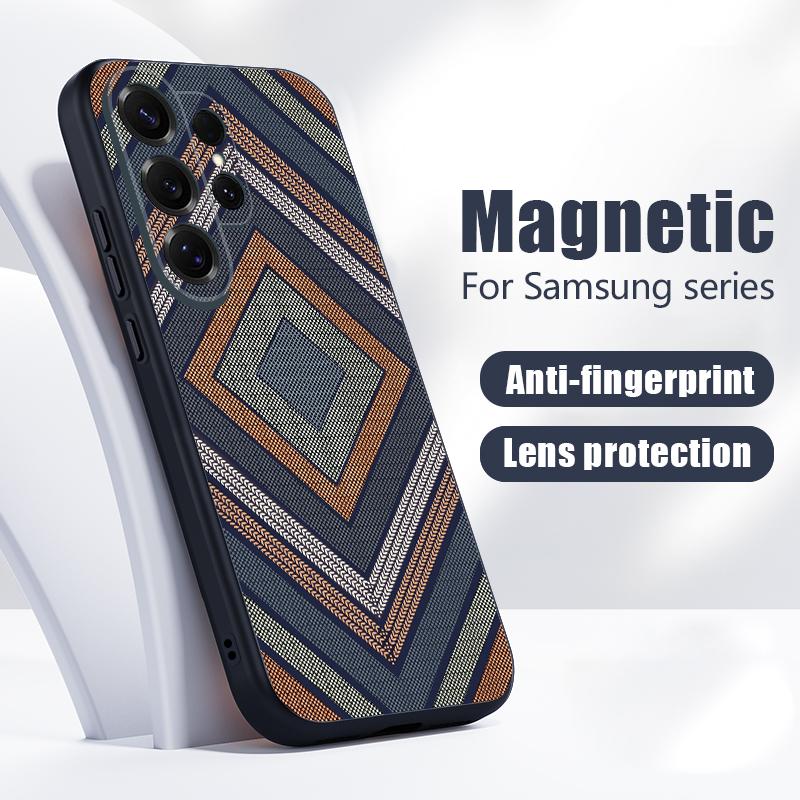 Чехол с геометрической тканевой текстурой для Samsung S26 Edge S25 FE S24 Plus S23 S22 Ultra A15 A16 A17 A35 A36 A37 A54 A55 A56 A57 5G Магнитный Гибридный Матовый Чехол