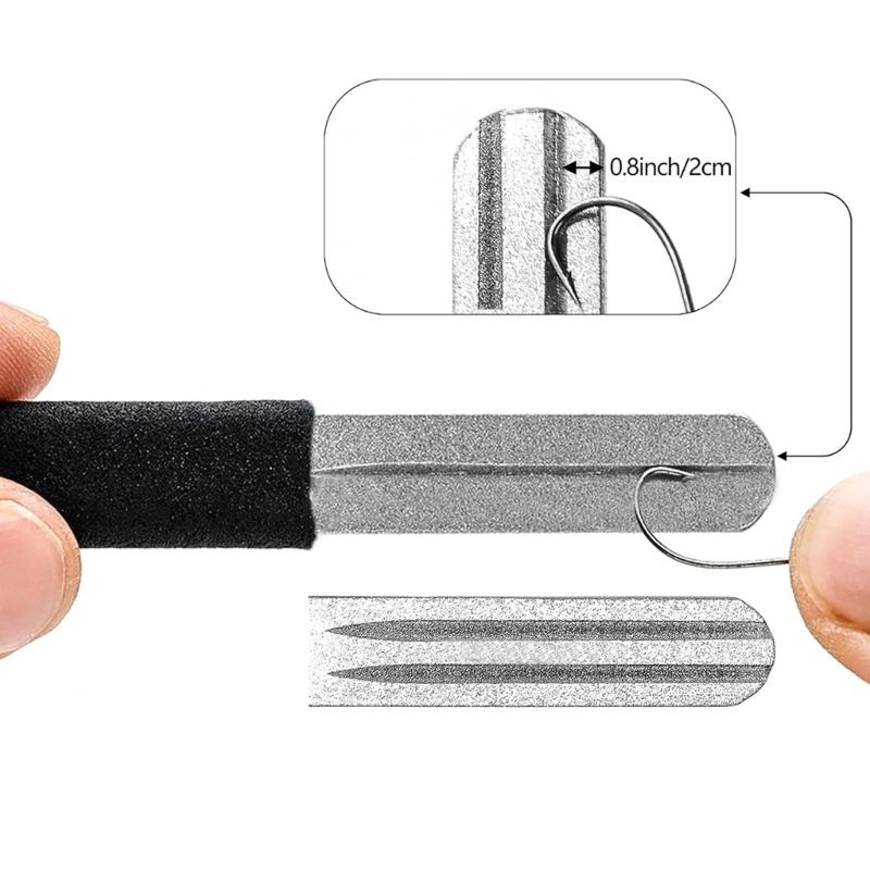 Двусторонний точильный камень для рыболовных крючков, напильник для заточки крючков, портативный инструмент для заточки для рыбалки на открытом воздухе, долговечный