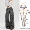 Retro Camouflage High-Waist Wide-Leg Jeans for Women - Slimming Floor-Length Workwear Pants for Autumn/Spring.