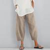 Women's Wide Leg Pants Linen Loose Pants Summer Casual Solid Color Cropped Pants With Pockets