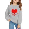Свитшоты с круглым вырезом для девочек, детские топы с принтом на День святого Валентина