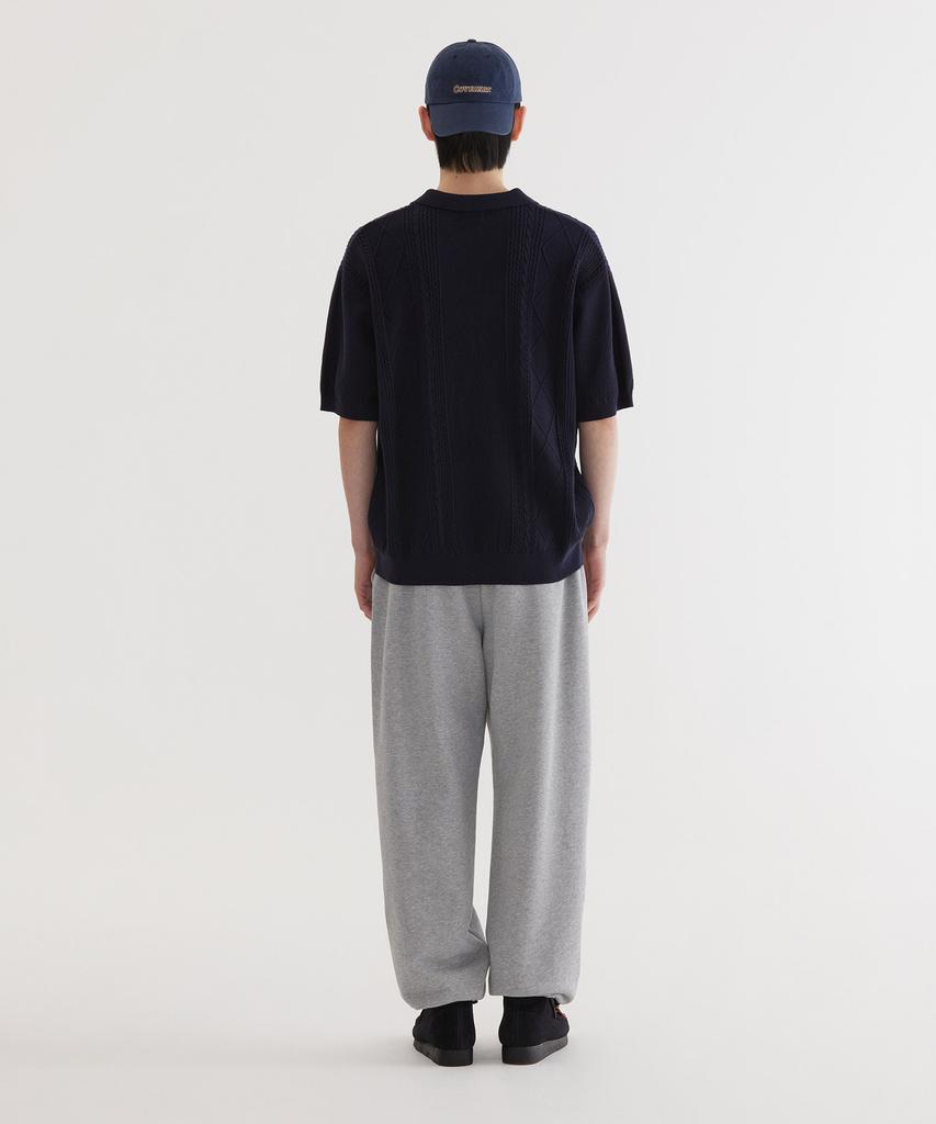 COVERNAT Small Authentic Scalloped Cable Half Knit Dark Navy