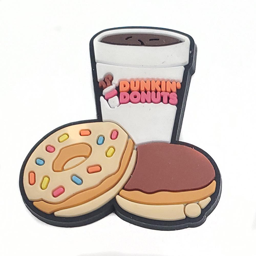 Брелоки из мягкого ПВХ с логотипом Dunkin' Donuts — аксессуары для сабо и украшения для садовой обуви.
