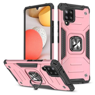 Бронированный чехол-крышка с магнитным держателем Samsung Galaxy A42 5G Ring Armor розовый
