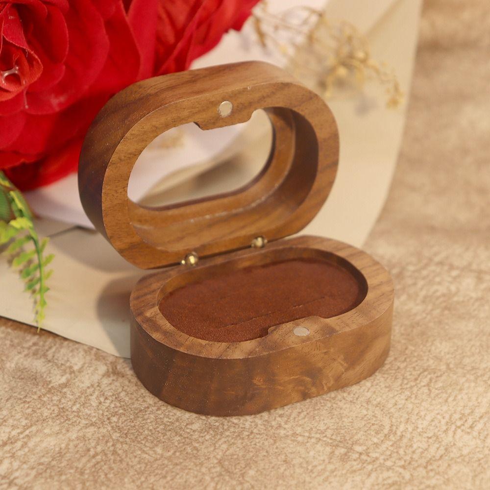 Engagement Ring Finger Ring Box Wooden Couple Rings Holder Fashion Wedding Ring Case Engagement