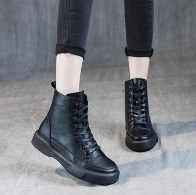 Модные женские зимние сапоги Осень Зима Теплая плюшевая обувь Ручной работы Ретро стиль На плоском каблуке На молнии Ботильоны для женщин