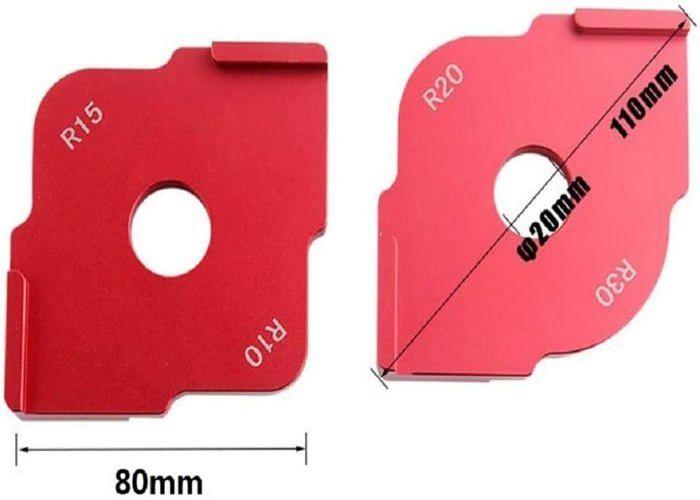 Lot de 2 gabarits d'angle en alliage d'aluminium pour bois R10/R15 et R20/R30 - 80×80×18 mm