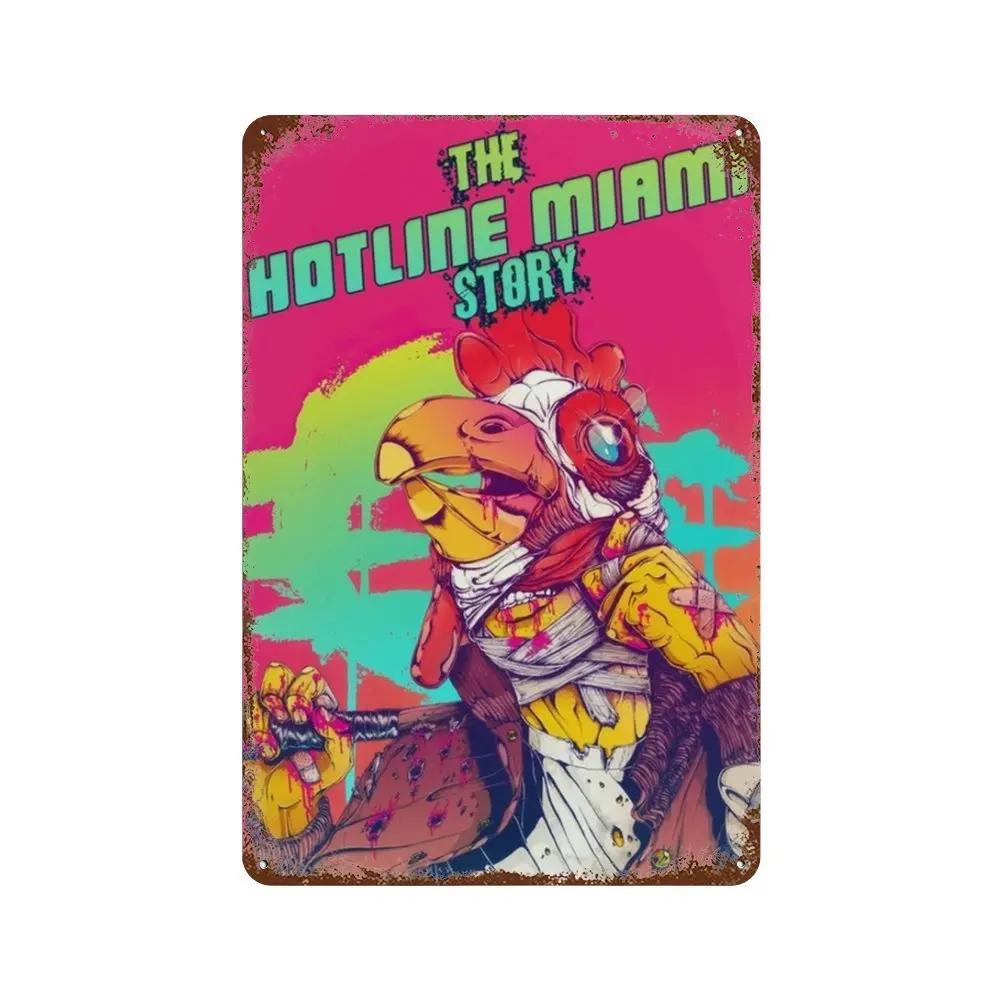 Постер Hotline Miami Горячие Классические Постеры Приключенческой Игры и Металлическая Жестяная Табличка Настенное Искусство Декорация Табличка Мужская Пещера Домашний Декор студия