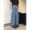 24FW Mens Striped Denim Jeans Loose Fit Plus Size Casual Workwear Trousers