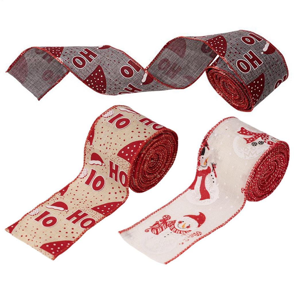 3 Rolls Christmas Tree Ribbon, Burlap Dot Craft, Christmas Wreath Ribbon, For Fall Autumn Halloween Tree Trimming Wreath Making