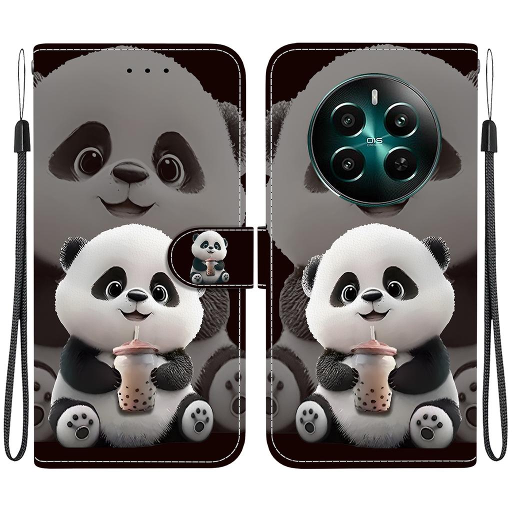 Чехол-книжка из искусственной кожи ручной работы для Realme 12+ / Realme 12 Plus, противоскользящий, противоударный чехол с ремешком на запястье и рисунками кошек с сердечками/розами