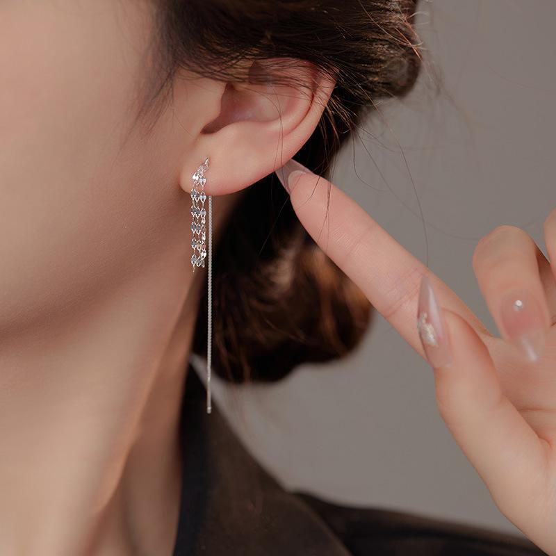 Banyan Tree S925 Silver Simple Long Tassel Earrings for Women - 2024 Trendy