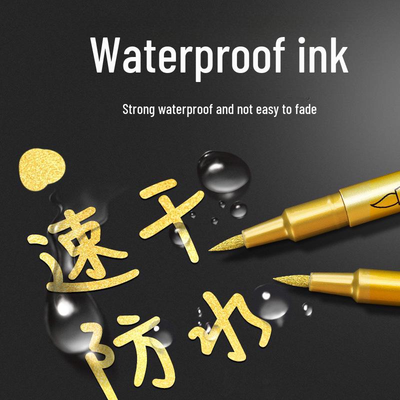 Metallic Gold Silver Craft Paint Marker - Water-Based Signature Pen for Metal