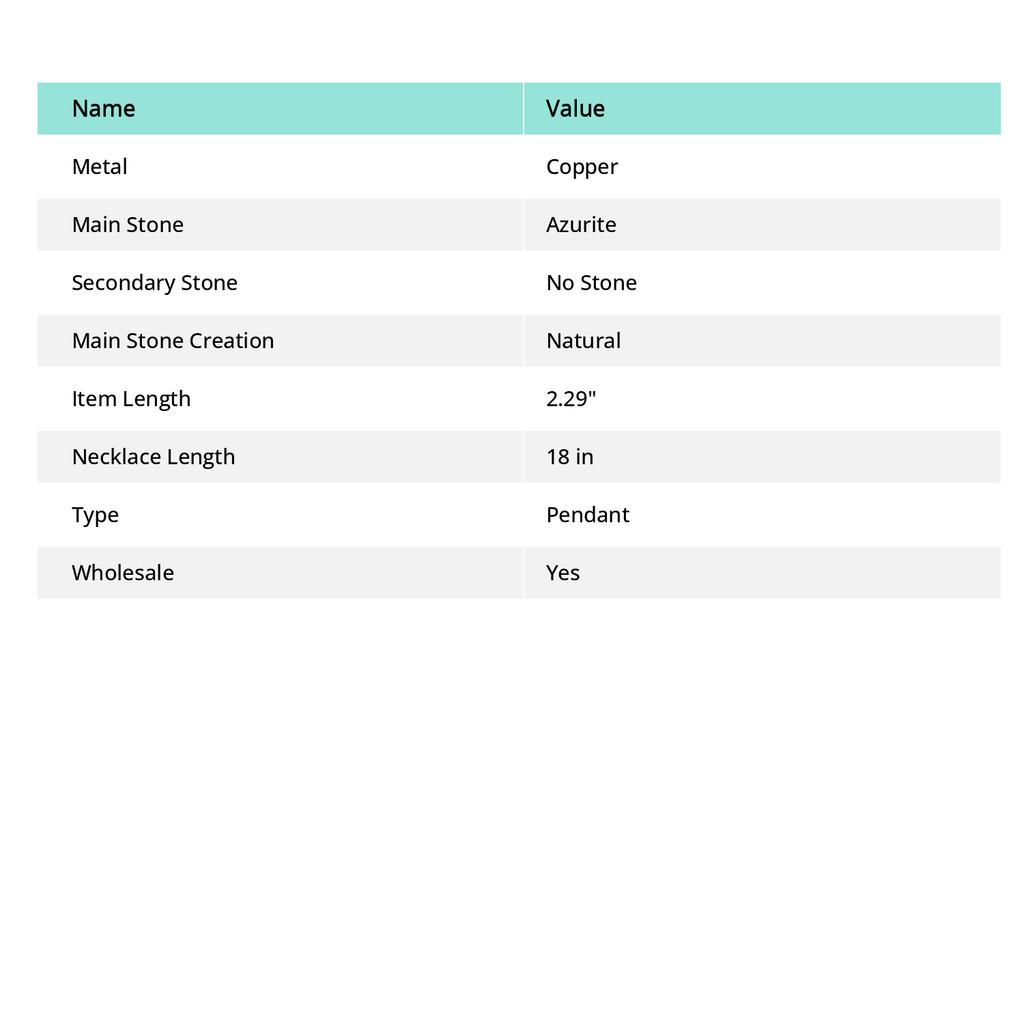 Natural K2 Azurite Gemstone Handmade Copper Wire Wrap Gift Pendant 2.29" S2l83