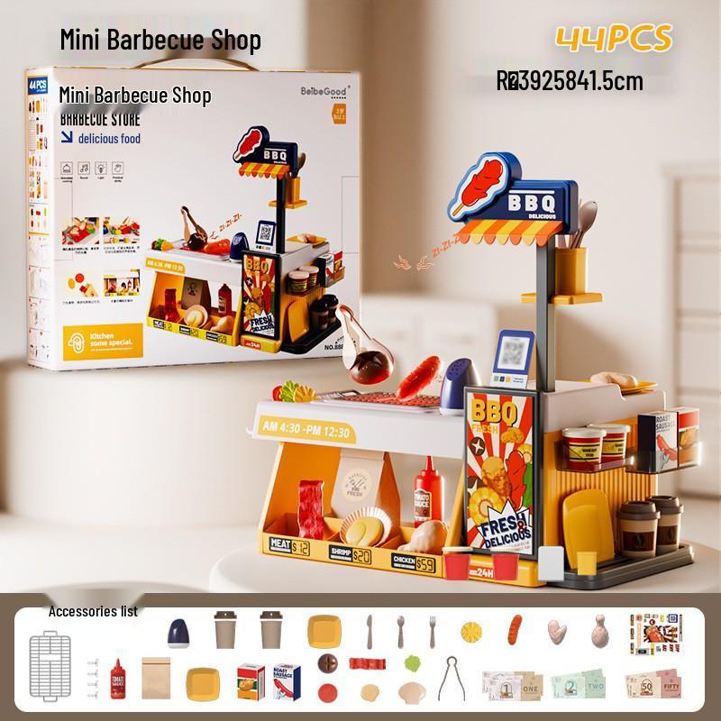 Детский интерактивный мини-кухонный набор со звуком, светом и меняющими цвет игрушками для барбекю и гриля для морепродуктов