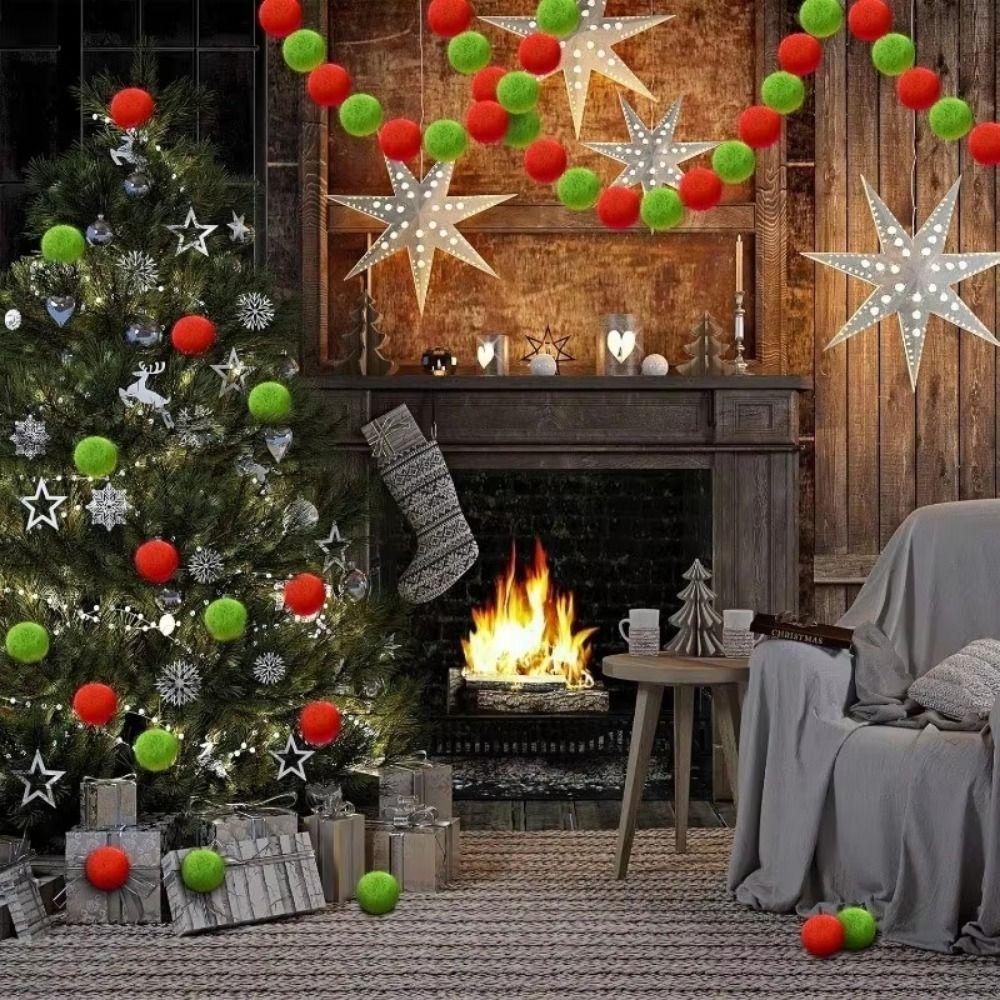 12Pcs Solid Color Fluffy Ball Hanging Ornament Furry Pom Poms Hanging Pendant Festive Ornament