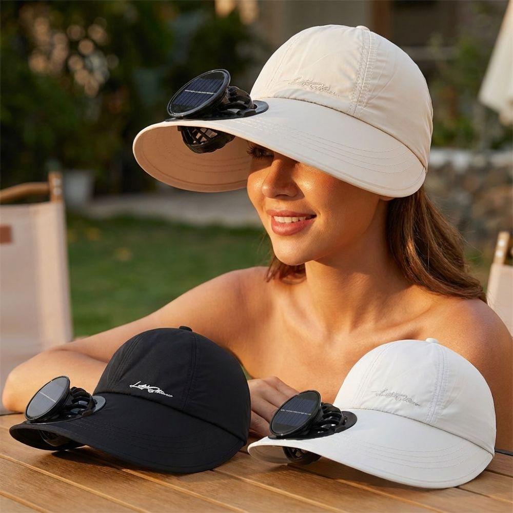 Solid Color Rechargeable Cooling Baseball Cap Rechargeable Sunshade Hat for 3.7V600mAh Women