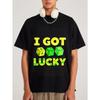 White T Shirt I Got Dice Lucky Clover Pattern St Patrick's Day Party Casual Wear