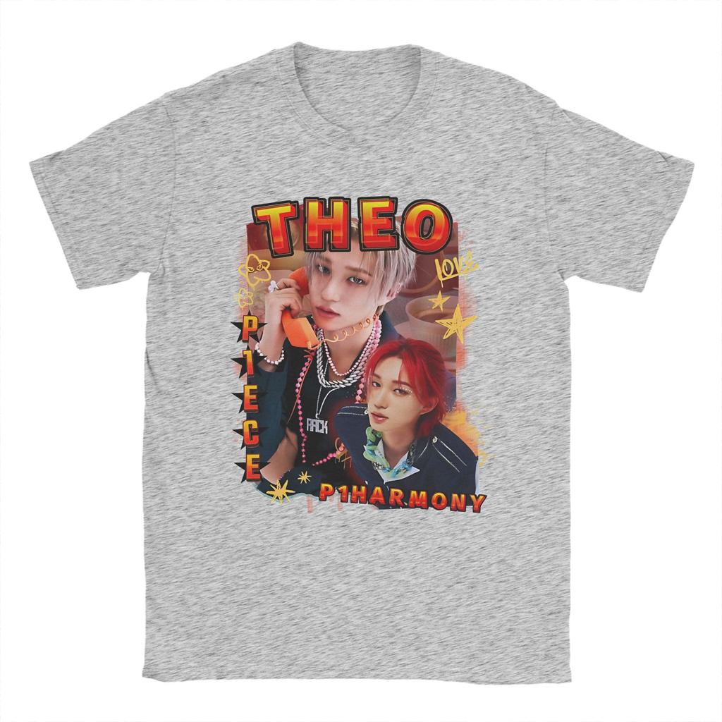 P1Harmony Theo Korean Group KPop Unisexs T Shirts  Novelty Tees Short Sleeve Round Collar TShirt 100 Cotton Gift Idea Clothes