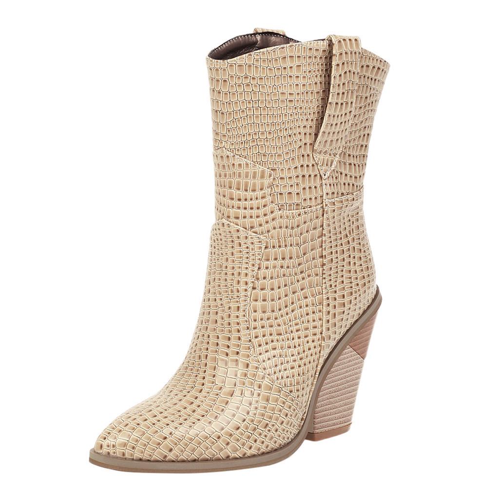 Модные женские кожаные нескользящие туфли на танкетке, ковбойские ботинки с острым носком