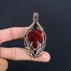 Red Flash Labradorite Pendant, 999 Copper Wire Wrapped Jewelry, Gemstone Jewelry Pendant, Handmade Wedding Gift Jewelry