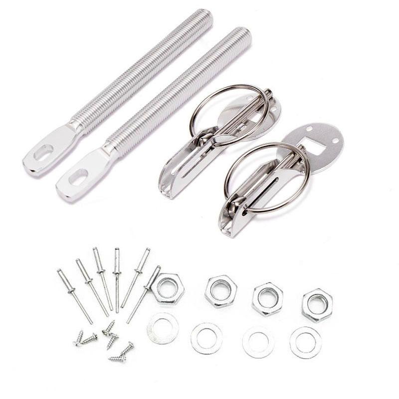 2Pcs Universal Engine Hood Lock Racing Aluminum Alloy Bonnet Hood Pin Kit Down Hood Lock Pins Quick Release Bonnet Pins Parts