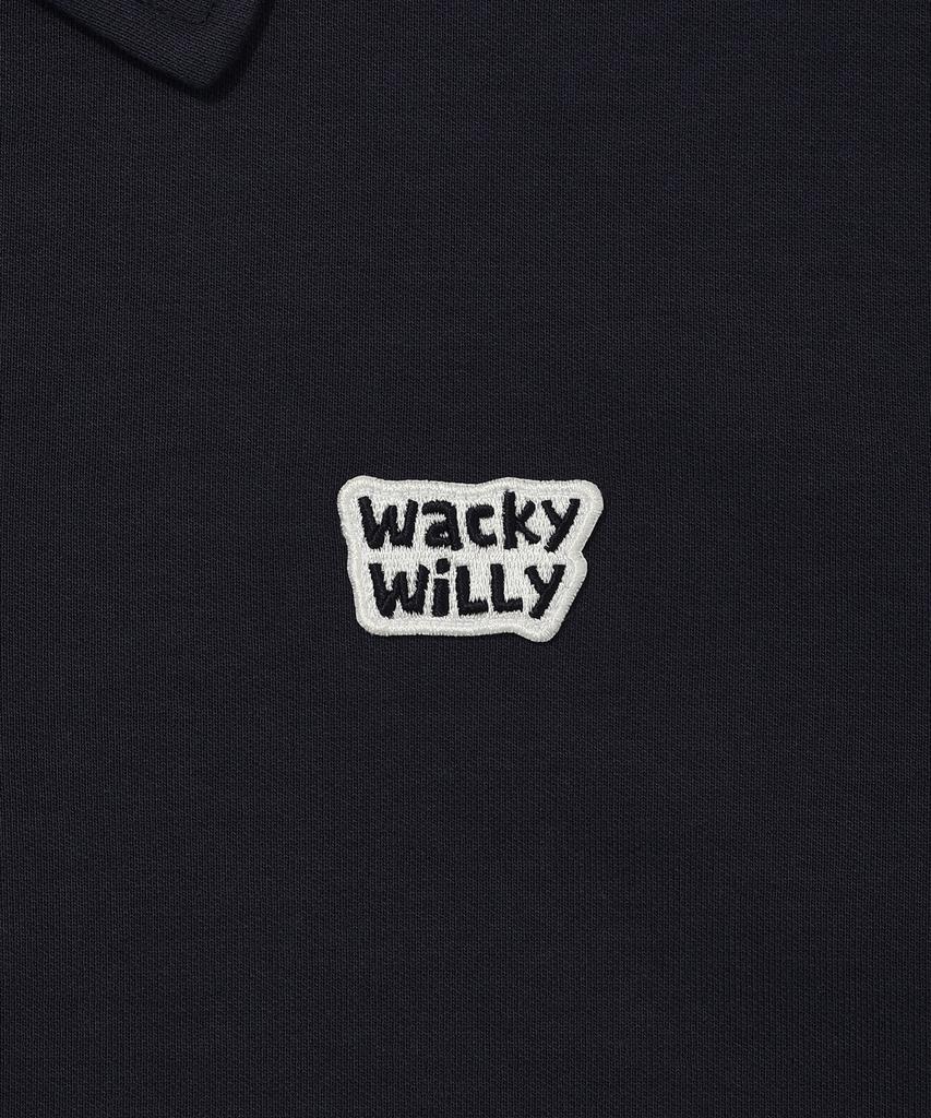 WACKY WILLY Футболка с коротким рукавом и воротником-стойкой Темно-синяя