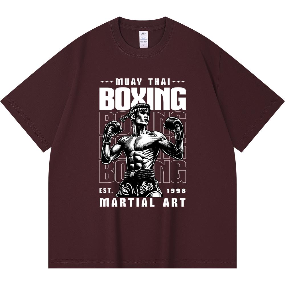 Футболка из 100% хлопка плотностью 230 г/м2 с принтом тайского бокса, забавная футболка из чесаного хлопка в стиле Харадзюку