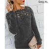 Women Fashion Lace Warm Plus Size Sttiching Tops Plush Pullovers Jumpers Knitted Sweater