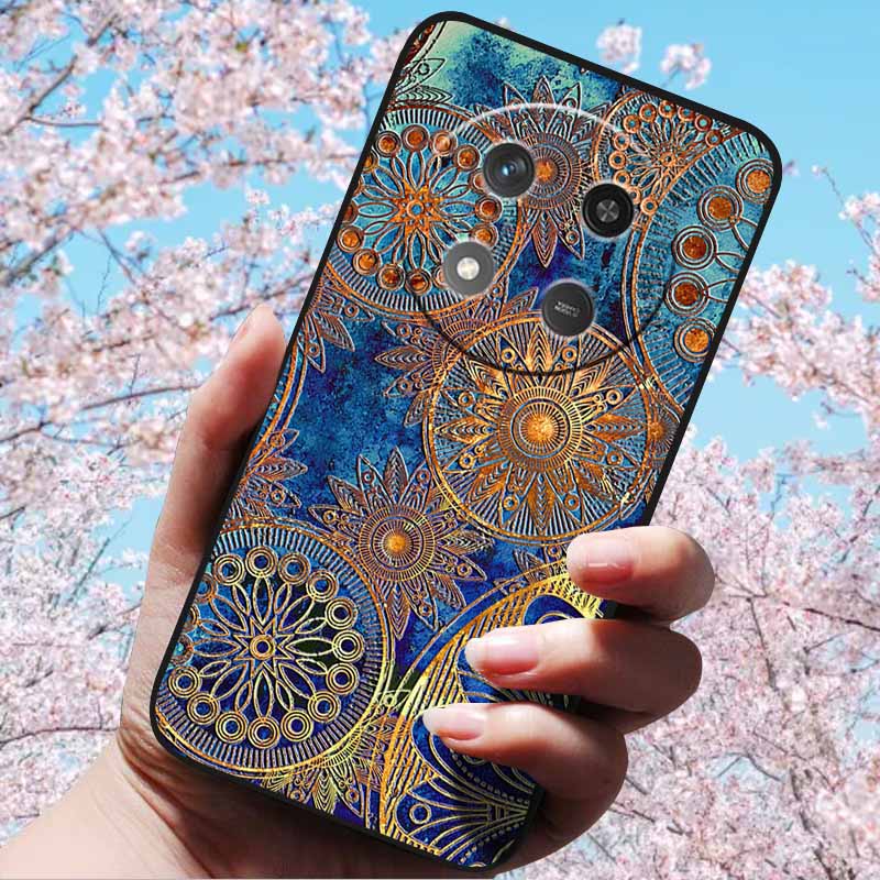Чехлы для Honor Magic7 Lite 5G 3D Рельефный Цветок Тиснение Мягкий Силикон Для Honor Magic7 Lite 7 Lite 5G 3D Мультяшная Задняя Крышка Чехлы