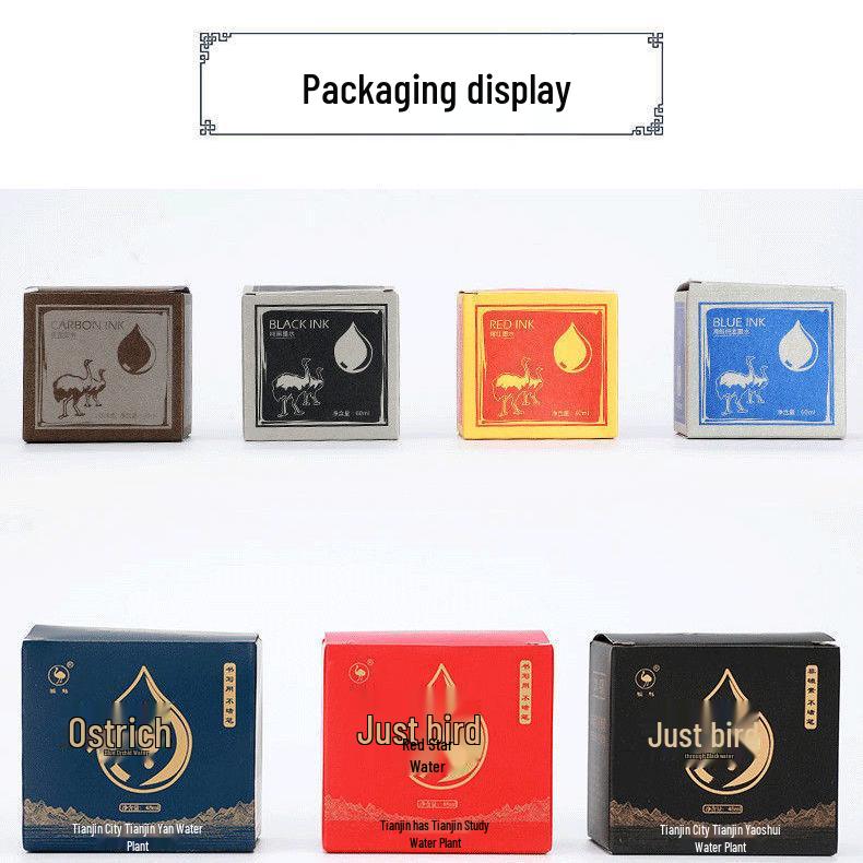 Чернила Ostrich не содержащие углерода для перьевых ручек Серии 5, водостойкие, стираемые, красные/черные/чисто-синие.