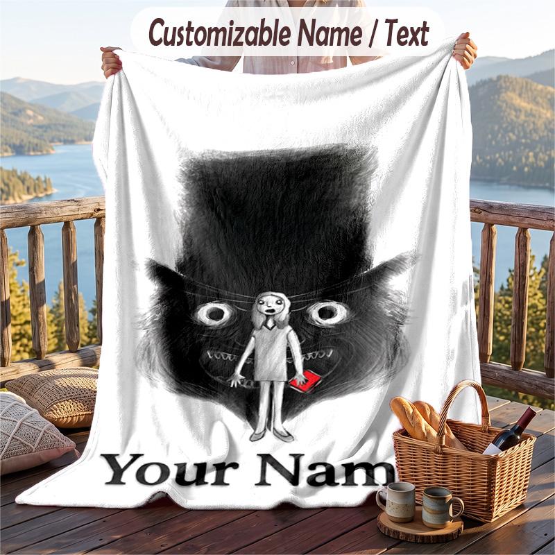 Custom Text Flannel Throw Blanket, Lightweight Cozy Bed Sofa BlanketThe Babadook