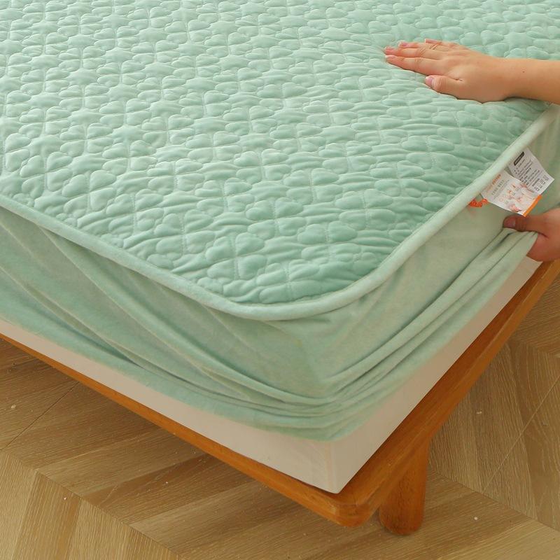Spring Bedspread Milk Flannel Sheet 4-piece Thickened Bedding Mattress Cover Mattresses