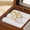 18K Gold Stainless Steel Open Ring with European & American Floral Design, Non-Fading
