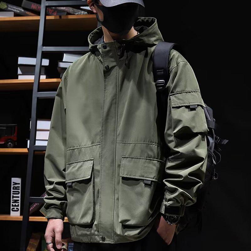 Мужская водонепроницаемая и ветрозащитная альпинистская куртка с капюшоном - Легкая, осенняя, однослойная, для повседневной носки на открытом воздухе