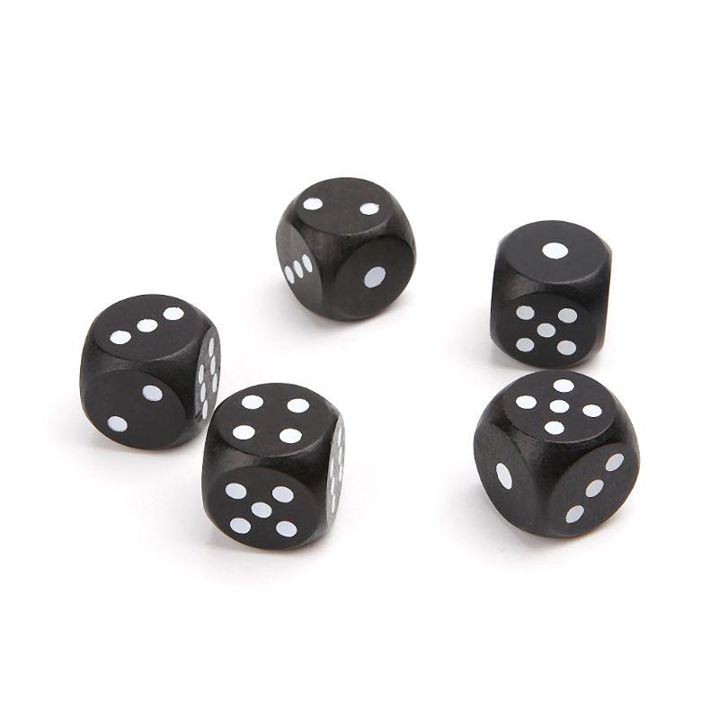 5Pcs 20mm White Black Spots Digital Dice 6 Sided Wooden Dice Children Puzzle Dice Toy Board Game Props KTV Bar Dice Kit 24BD