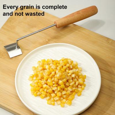 1/2 шт. Кукурузный очиститель Нержавеющая сталь Длинная деревянная ручка Очиститель кукурузного початка