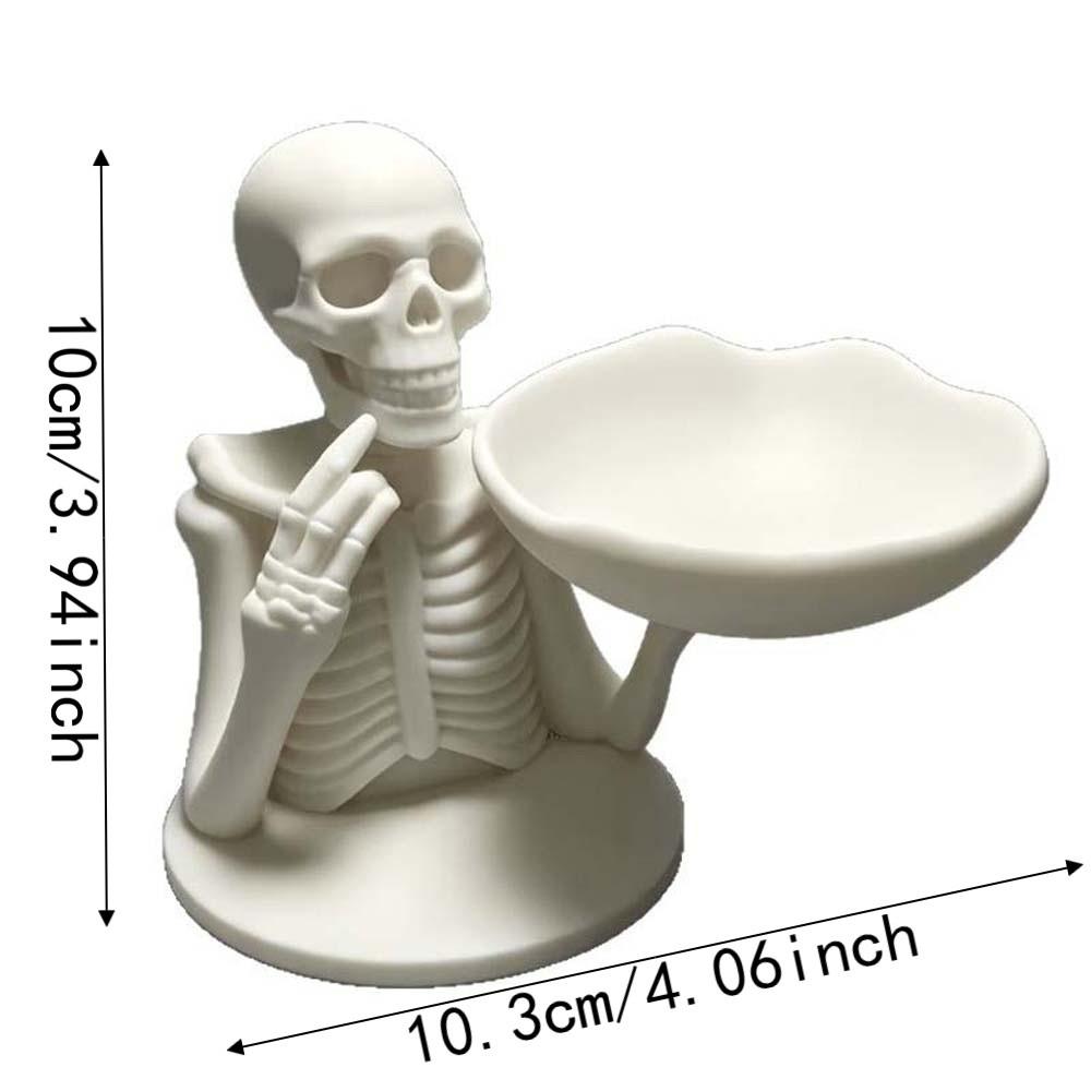 Bone Shape Skeleton Candy Bowl Matte White Spooky Jewelry Dish Halloween Key Holder Gothic Lovers