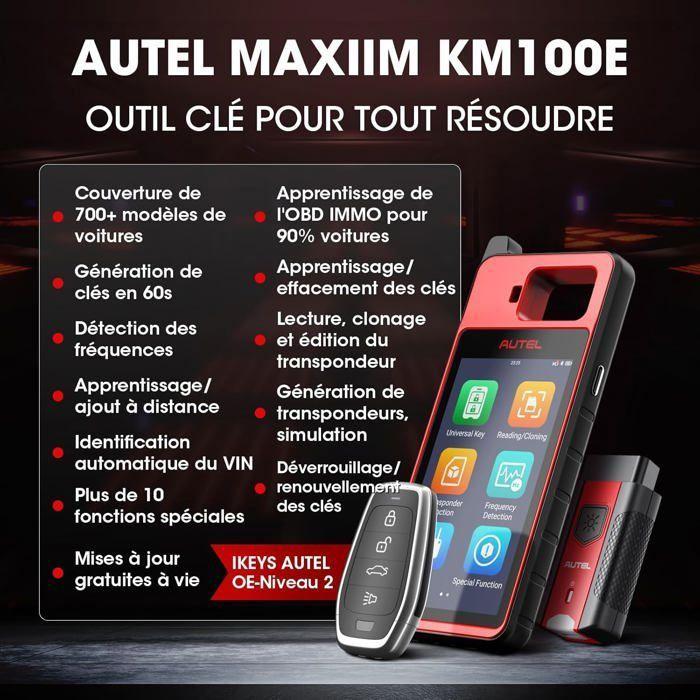 Autel MaxiIM KM100E Outil Programmation Clé Antidémarrage Clé Voiture Puce Lecture/Écriture/Clone Simulation Transpondeur