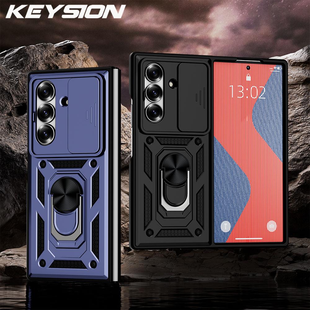 KEYSION Противоударный чехол для Samsung Z Fold 7 6 5 со сдвижной защитой камеры, кольцом-подставкой, задняя крышка для телефона Galaxy Z Fold 5 6 7 5G