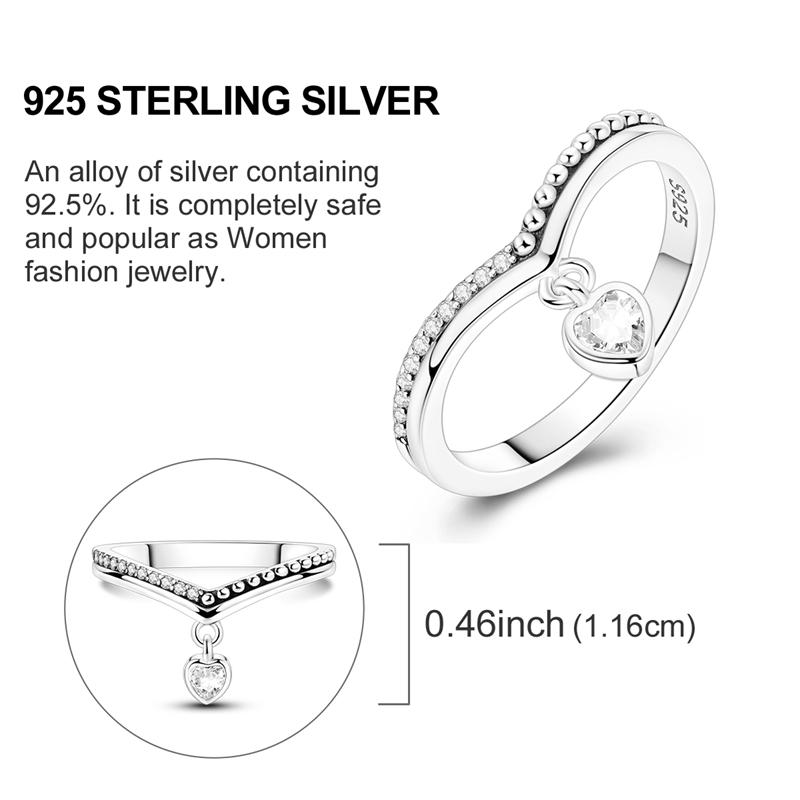 Original Rings 925 Silver Simple Sparkling Heart Bow Dragon Firefly Star Moon Ring for Women Girls Wedding Jewelry Gift