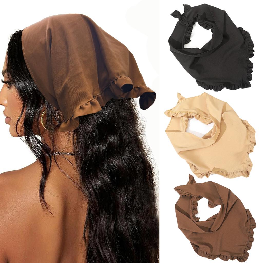 Solid Color Triangle Bandana Headband Cute Turban Printed Cloth Wrinkles Hair Scarf Hair Accessories Bohemia Triangle Scarf Girl