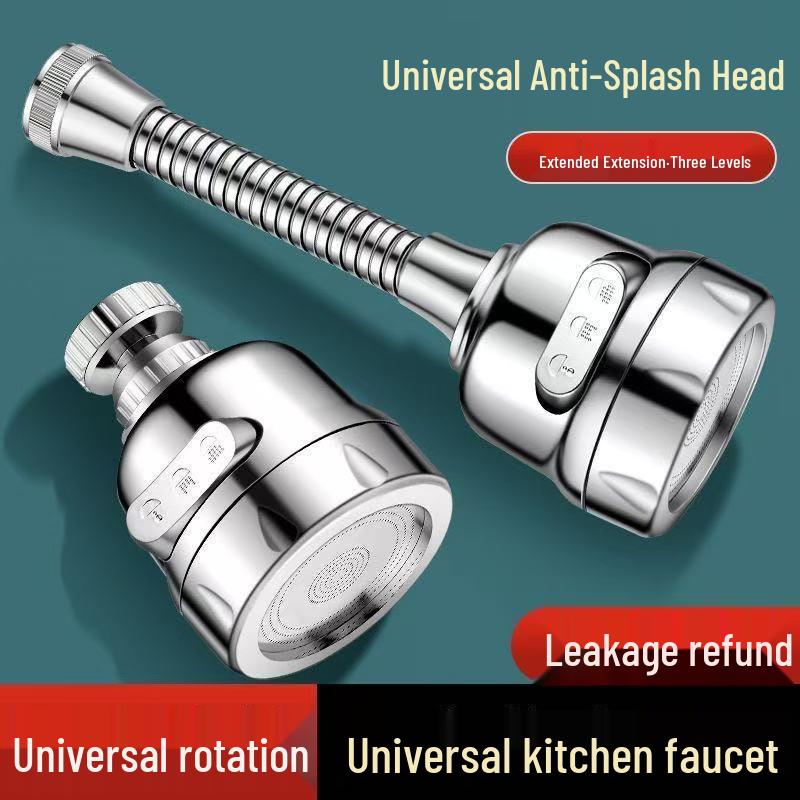 Universal Faucet Extension Tube with Shower Head, Kitchen Filter, and Aerator for Pressurized Water Flow