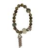 Natural Green Rutilated Quartz Lithium Mica Beaded Bracelet With Sandalwood Tassel New Chinese Style Zen Design