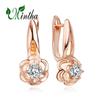 MINTHA Flower Clip Earrings Trendy Rose Gold Color Wedding Daily Fashion Jewelry Cubic Zirconia Earrings For Women Bridal Earrings