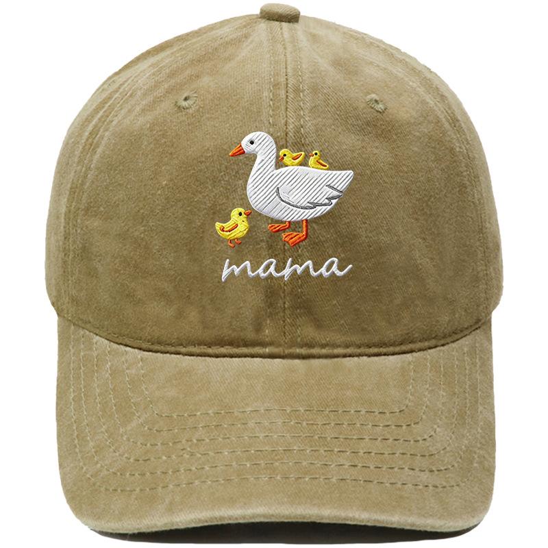 Mama Goose Mother Embroidered Baseball Cap Washed Vintage Cartoon Cute Animal Casual Shade Daddy Hat