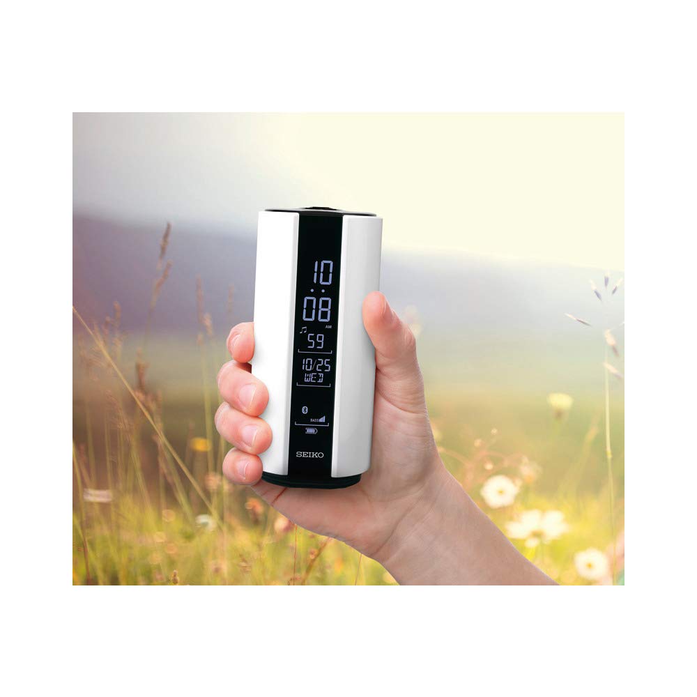 Часы-будильник Seiko, водонепроницаемые цифровые, белые, высота x ширина x глубина 6 см, SS201W, многозвуковые, 15,1 6,6