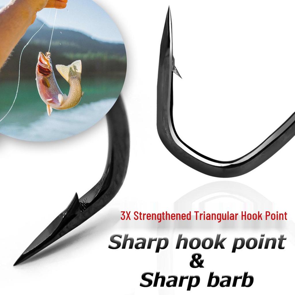 Крючки тройники из высокоуглеродистой стали тройной прочности с углом Mitsubishi - 3X усиленные для рыбалки.