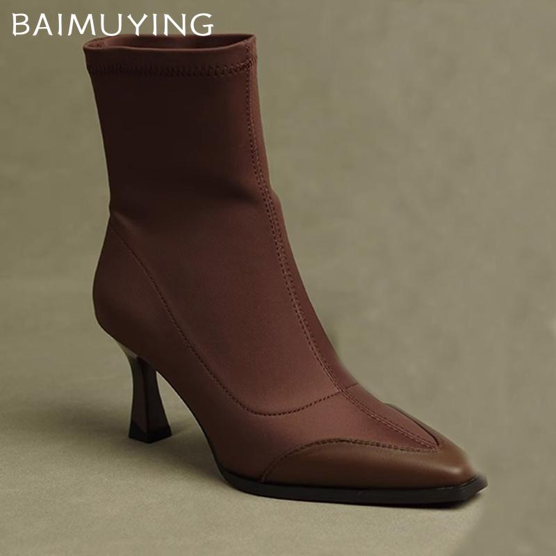 Острый носок на высоком каблуке женские ботильоны элегантные туфли-лодочки зимние женские 2024 тренд новые модные зимние ботинки готические повседневные туфли-лодочки