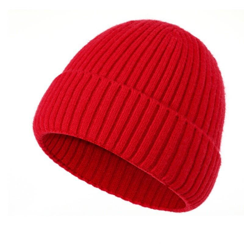 Unisex Warm Knitted Beanie Hat With Wide Brim Rabbit Wool Blend Winter Ski Cap Outdoor Cold Weather